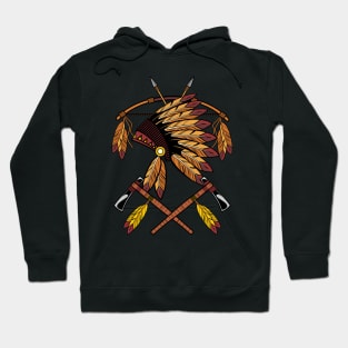 Native American War Bonnet Bow Arrows Feathers And Tomahawk Hoodie